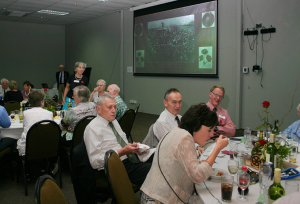 CAUGHT IN THE ACT - FRASER EDKINS AND LUCINA FACCIO
AT TABLE 12 EATING THEIR PUDDING DURING JOHN
 McCARTHY'S TALK AT THE HSZ 2018 ANNUAL LUNCHEON
 (Photo - Benny Leon)